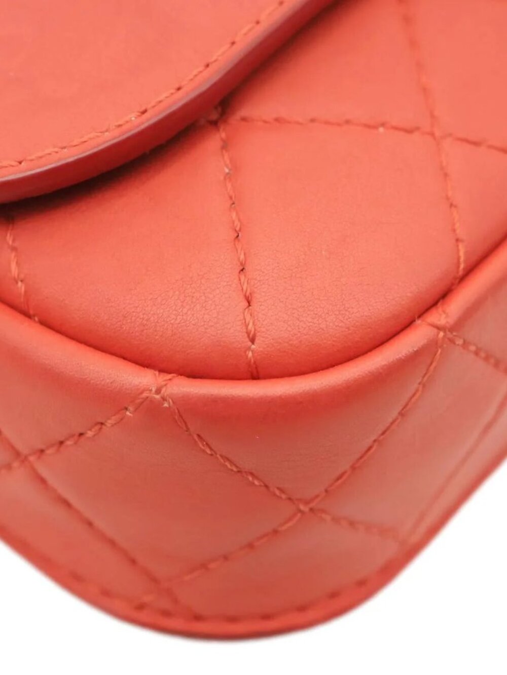 Chanel Multi Pouching Flap Quilted Calfskin Leather Crossbody Bag Orange - Picture 8 of 16